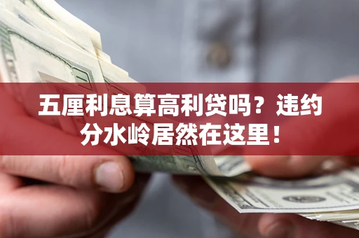武汉五厘利息算高利贷吗？违约分水岭居然在这里！