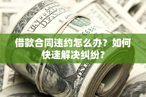 武汉借款合同违约怎么办？如何快速解决纠纷？